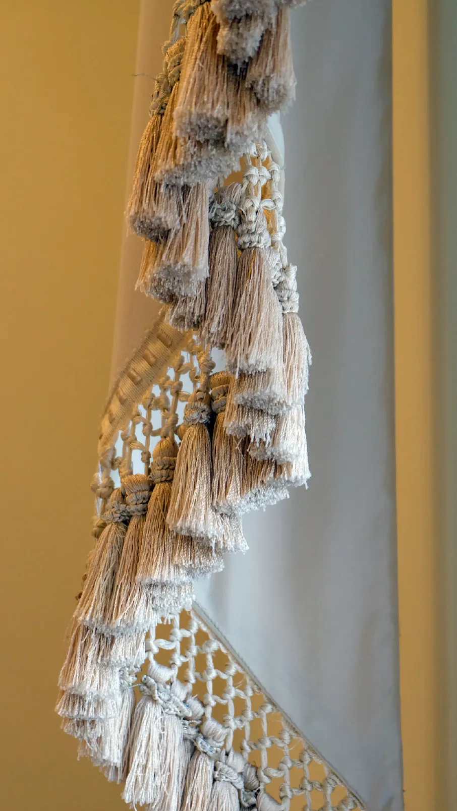 white and brown lace textile